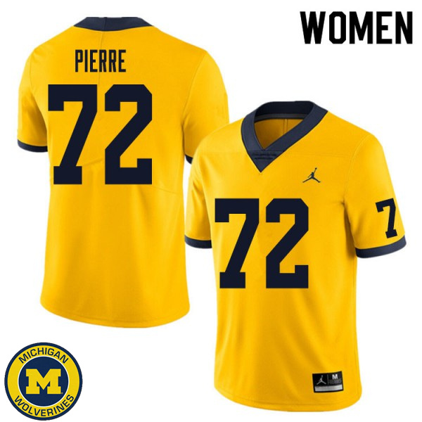 Women's Michigan Wolverines #72 Elijah Pierre Yellow Alumni Jersey